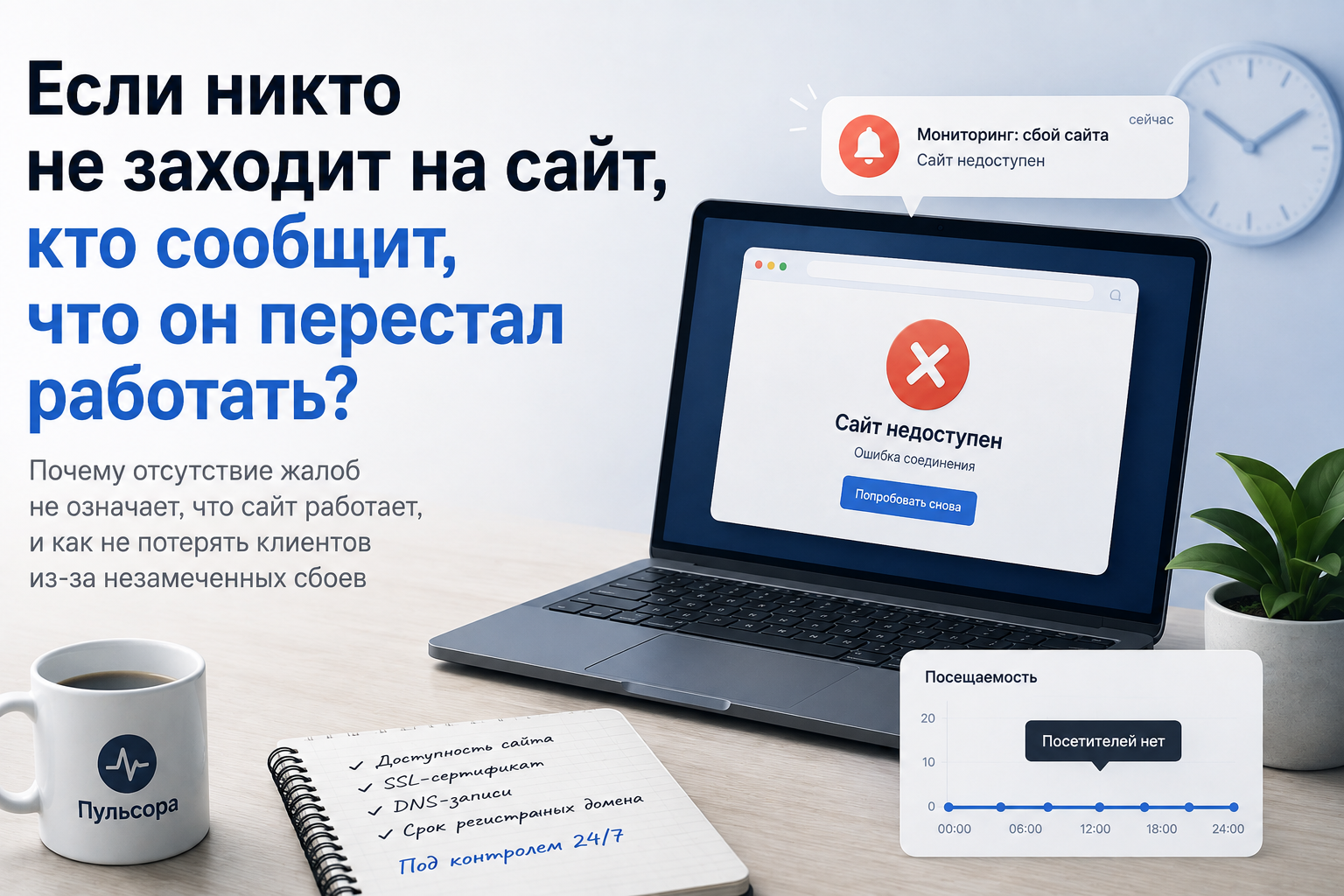 Как понять, что сайт не работает, если у вас нет посетителей